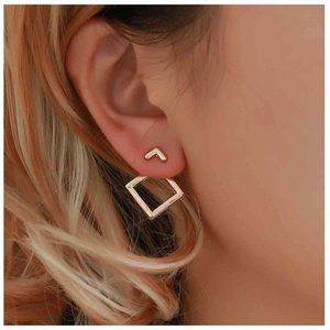 Ear Jacket, Ear Jacket Earrings, Geometric Ear Jackets, Square Ear Jackets,